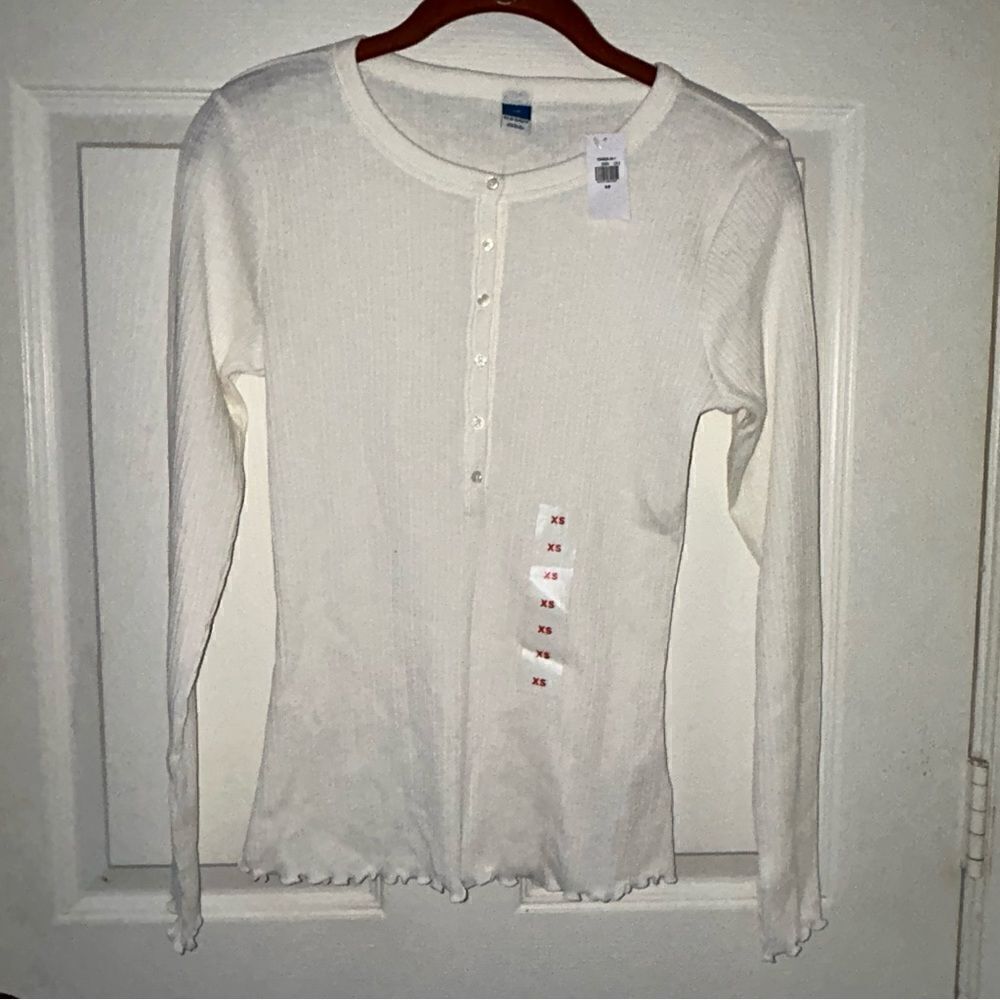 New, Old Navy Ribbed 1/4 Button Henley Long Sleeve Shirt Top